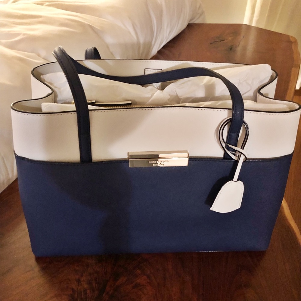 kate spade Navy and White Two-Tone Satchel